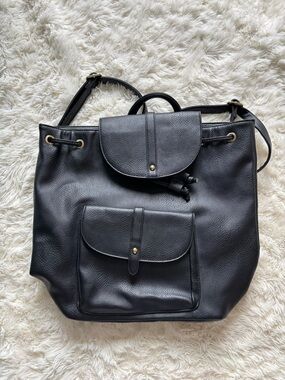 JustFab Black Backpack Tote with Front Pocket